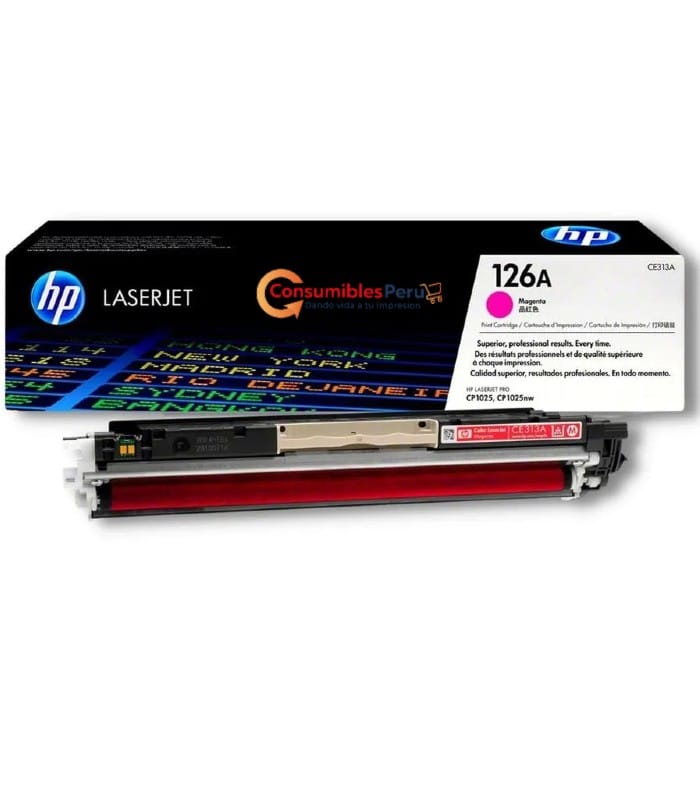 Cartucho de toner original HP CE313A 126A Color Magenta capacidad 1,000 Paginas