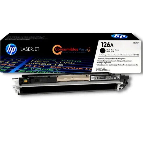 Cartucho de toner original HP CE310A 126A Color Negro capacidad 1,200 Paginas