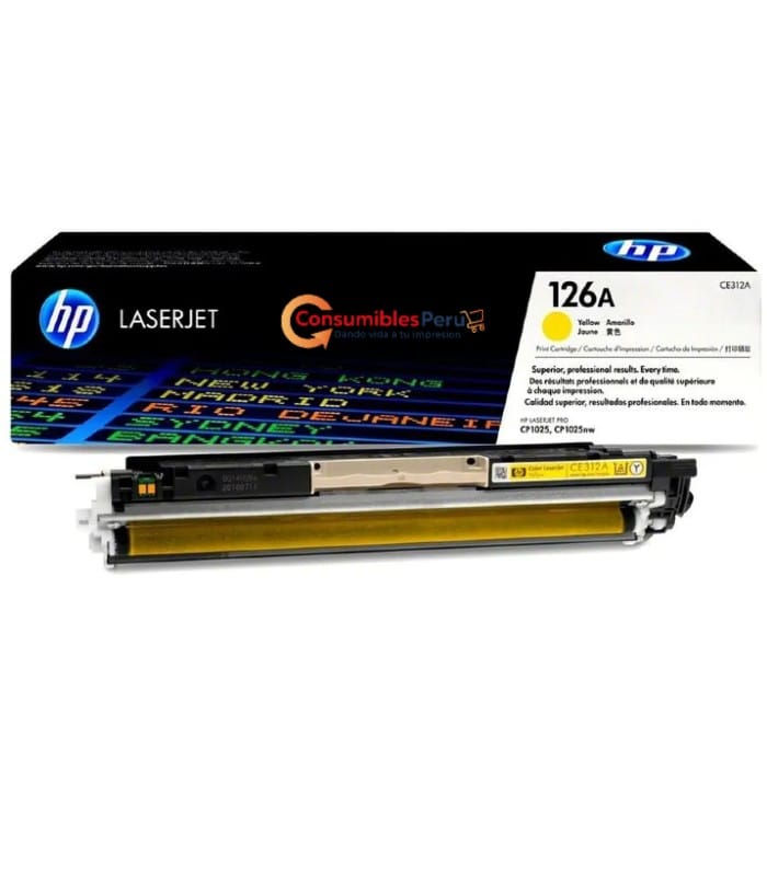 Cartucho de toner original HP CE312A 126A Color Yellow capacidad 1,000 Paginas