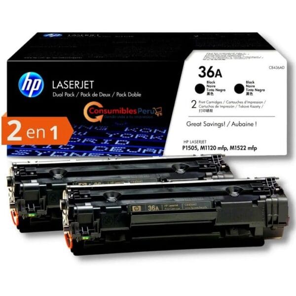 Cartucho de toner original HP CB436AD  36AD Color Negro capacidad 2000 Paginas