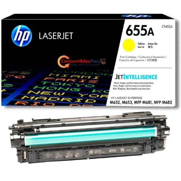 Cartucho de Toner Original HP 655A yellow CF452A Capacidad 10,500 Paginas