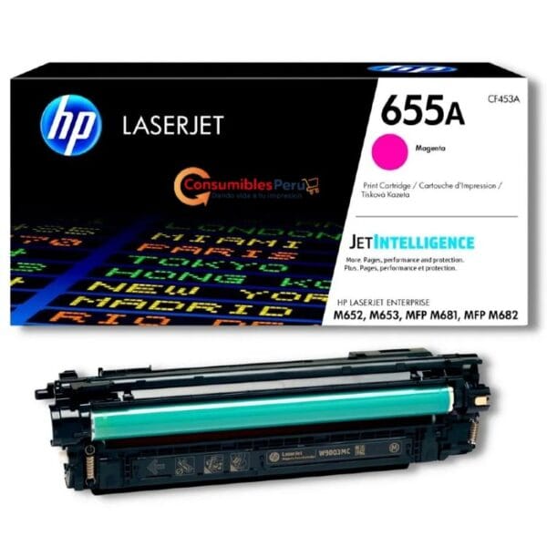 Cartucho de Toner Original HP 655A Magenta CF453A  Capacidad 10,500 Paginas